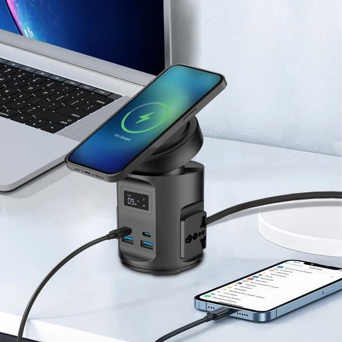 powerhub magnetic charging is charging an iphone and an another mobile is charged in USB socket