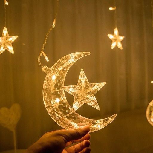 man holding Moon Star Curtain Lights