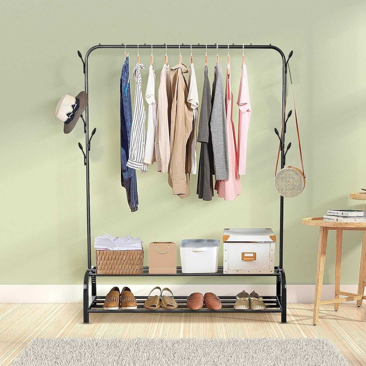 Cloth Hanging on Clothes Organizer Stand.