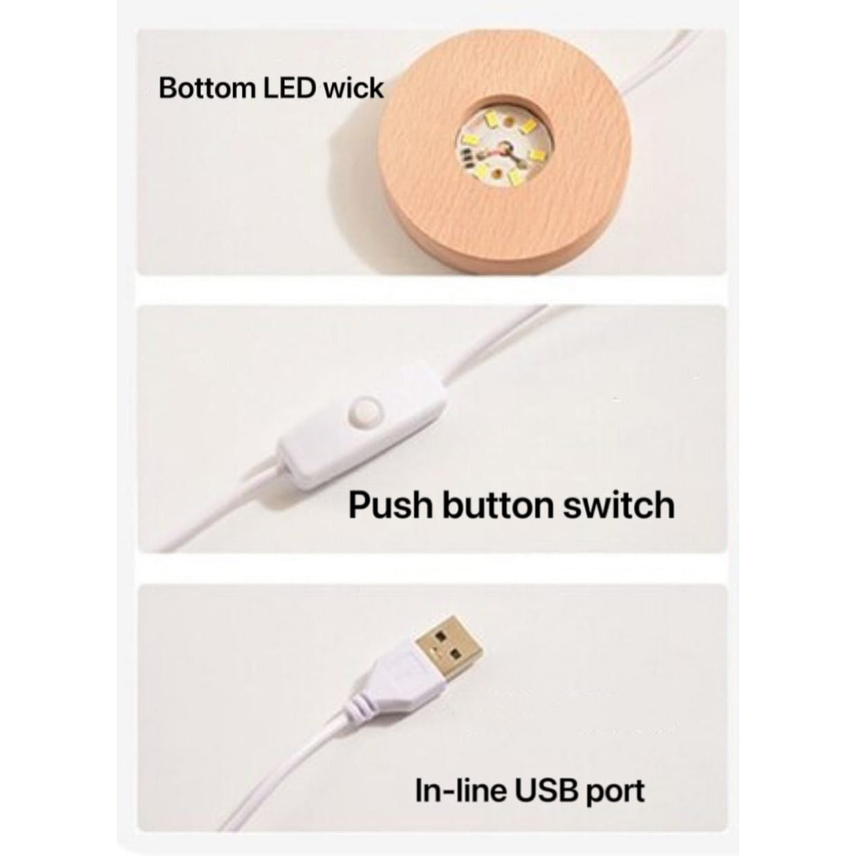 Parts of Crystal Ball LED Night Light.