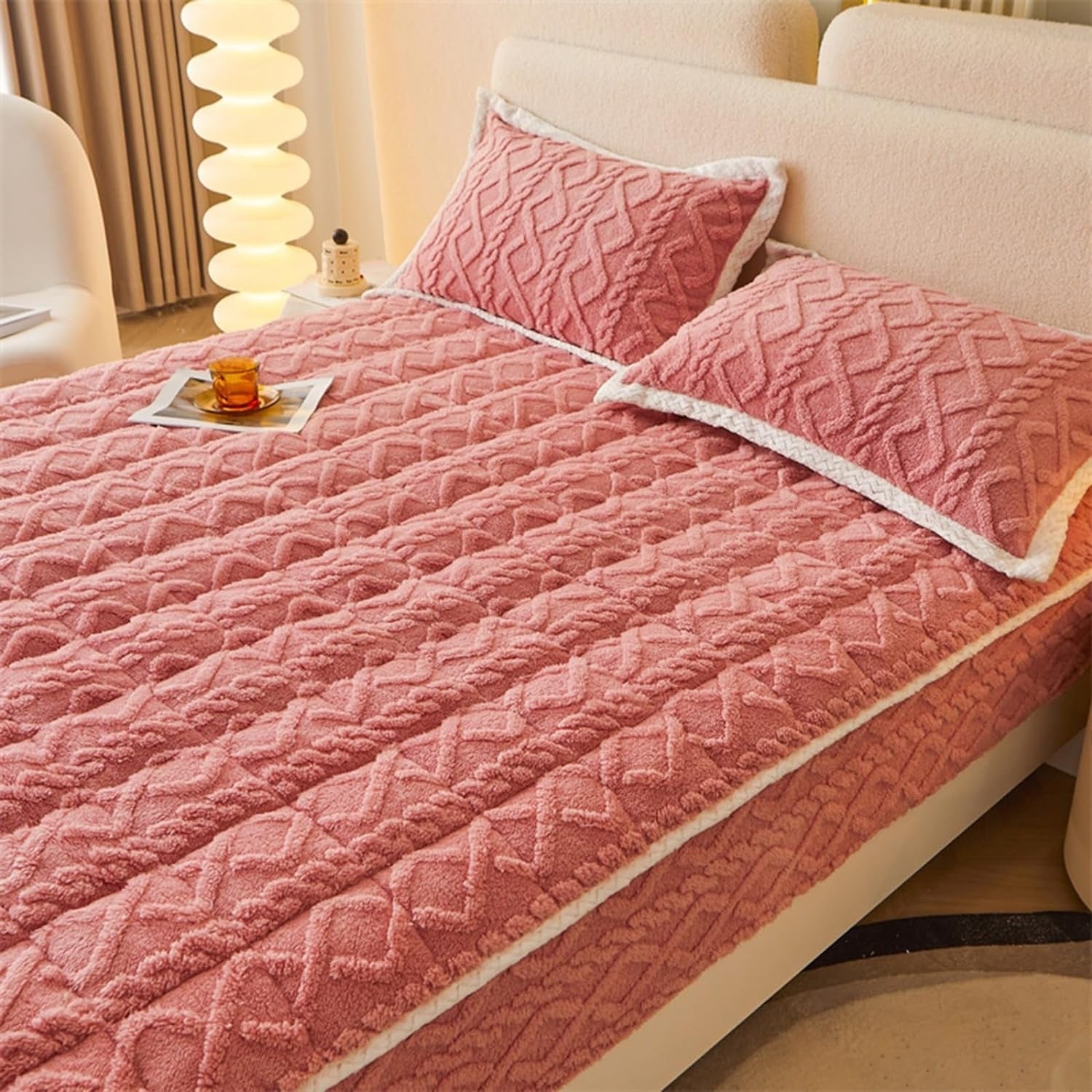 Cozy Coral Fleece Fitted Bed Sheets 