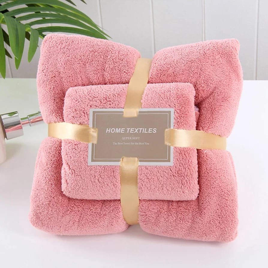 Bath Towel Set for Kids and Adults in Dark pink color