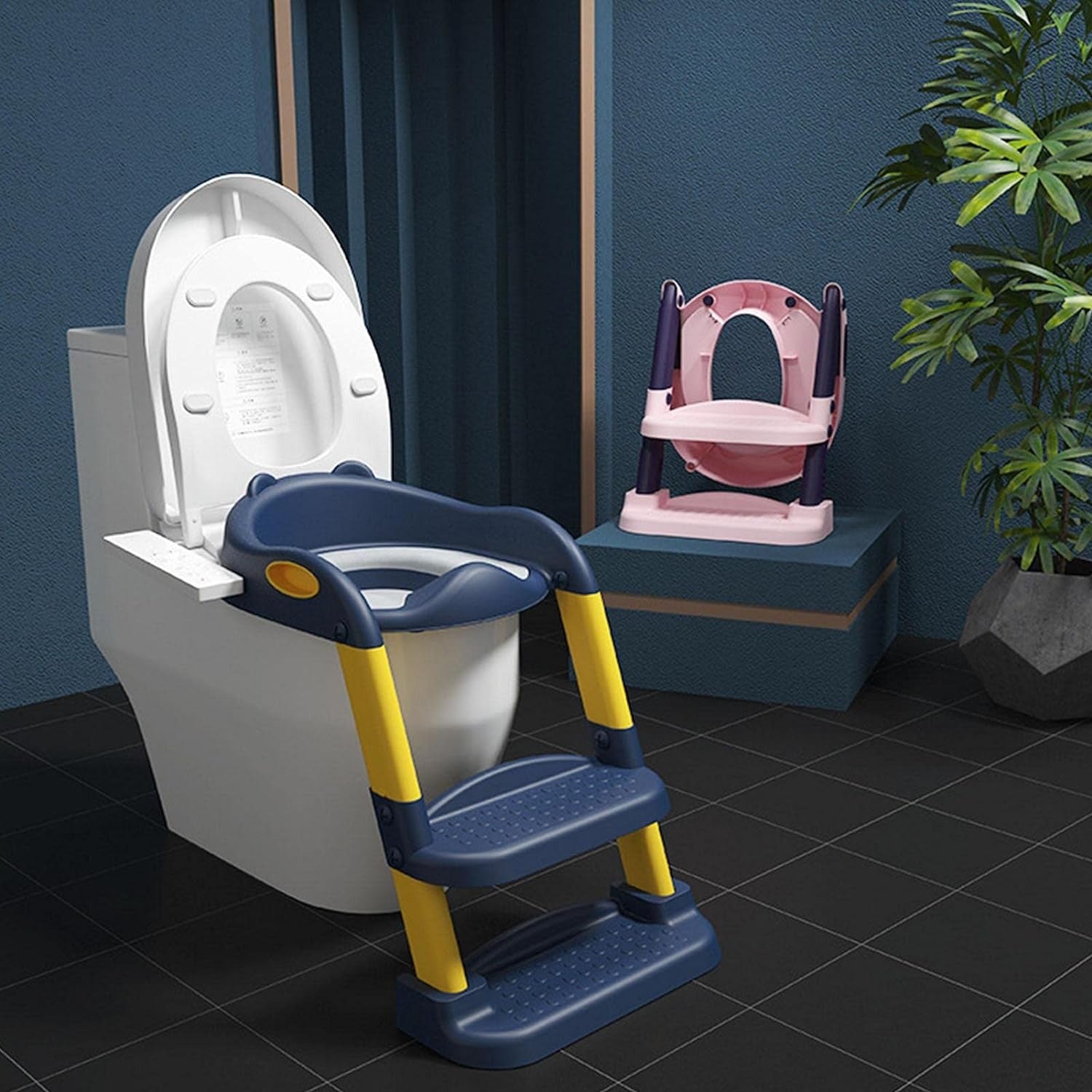Toilet Potty Trainer Seat with Step and Ladder, Comfortable Seat, Anti