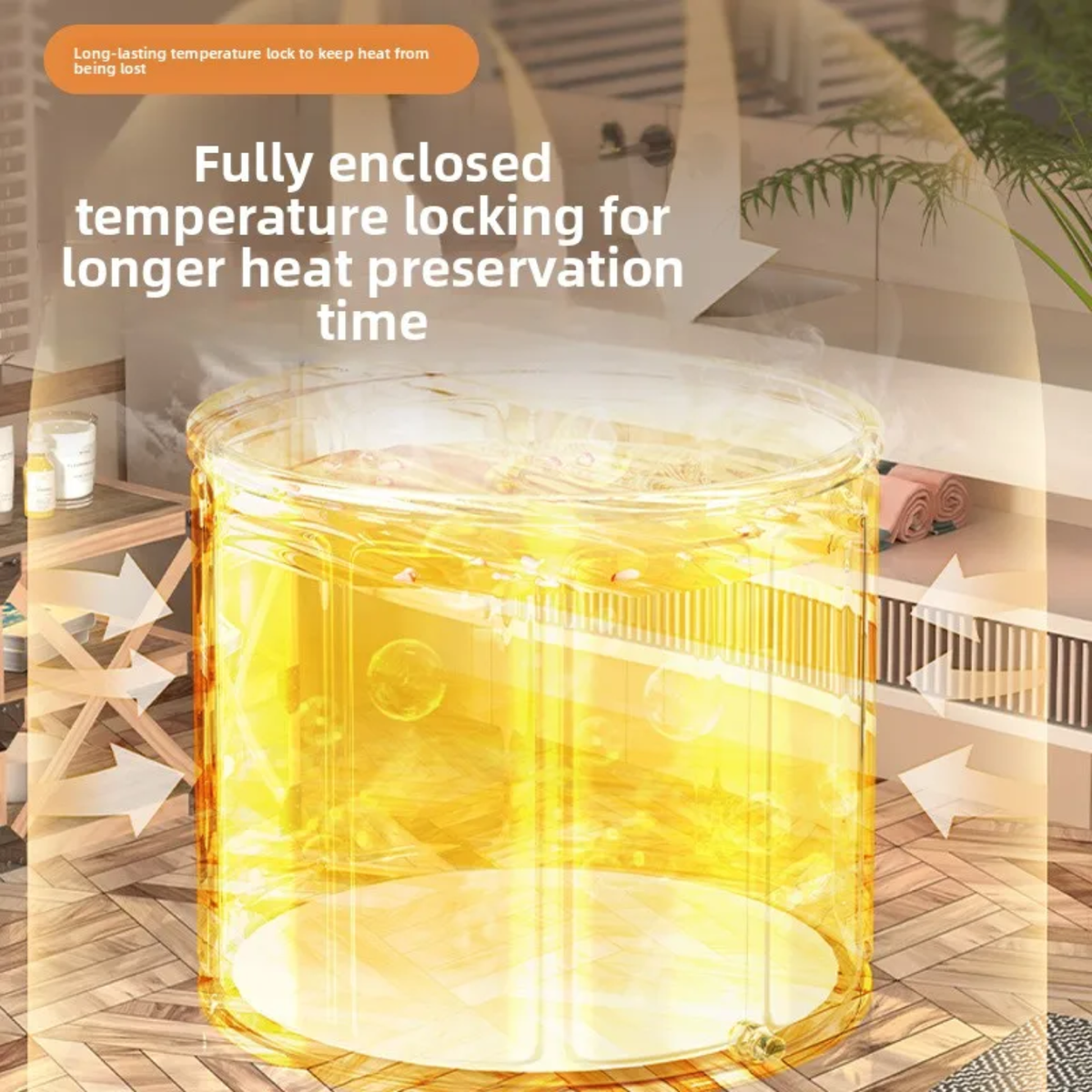 Features of portable adult bathtub.