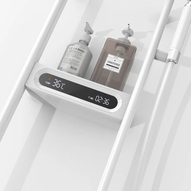 Thermostatic Shower Panel, Rain Shower Faucet Set, Digital display Bathroom Shower with Storage Rack Thermostatic Shower Panel, Rain Shower Faucet Set, Digital display Bathroom Shower with Storage Rack