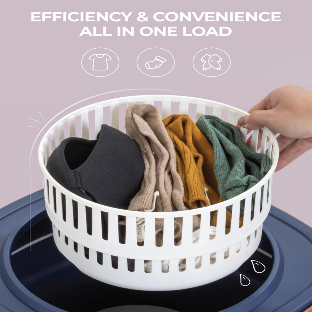 A Person is Keeping Laundry Clothes  Inside a Green Lion Foldable Mini Washing Machine.