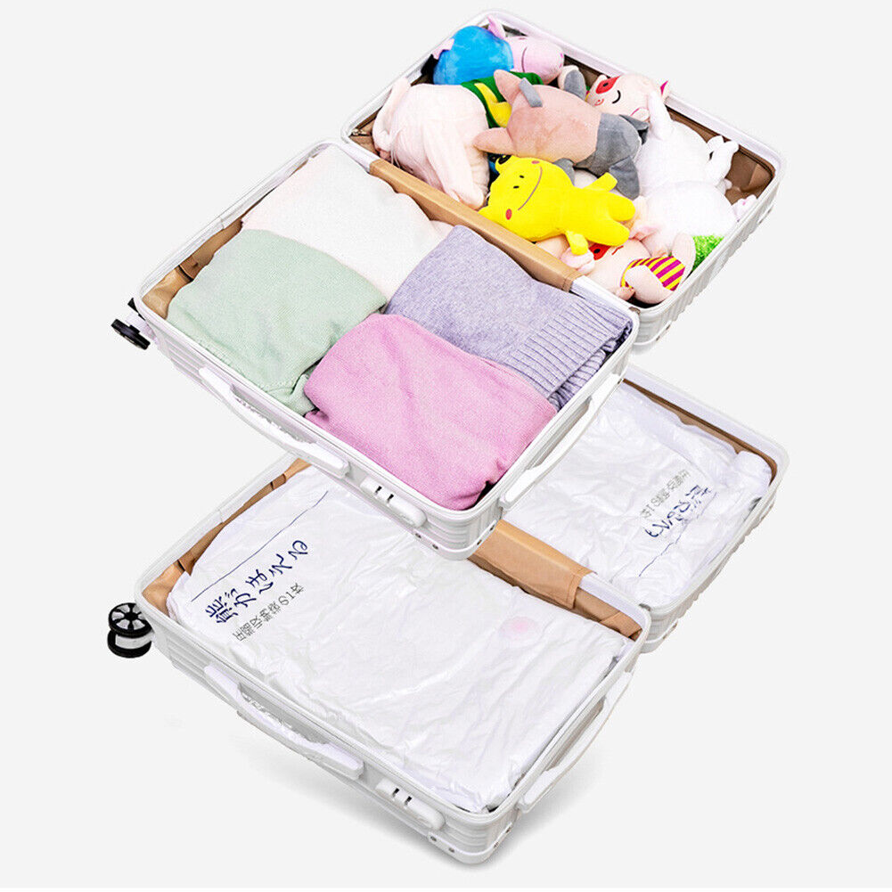 Space Saving Vacuum Seal Bags, Clothes Storage Compressed Reusable Organizer Bags