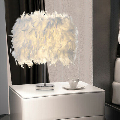 Feather Shade Table Lamp, Modern Bedroom Bedside Desk Night Light Decor