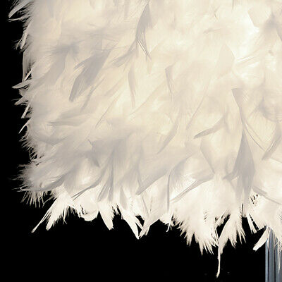 A close-up view of the Feather Shade Table Lamp