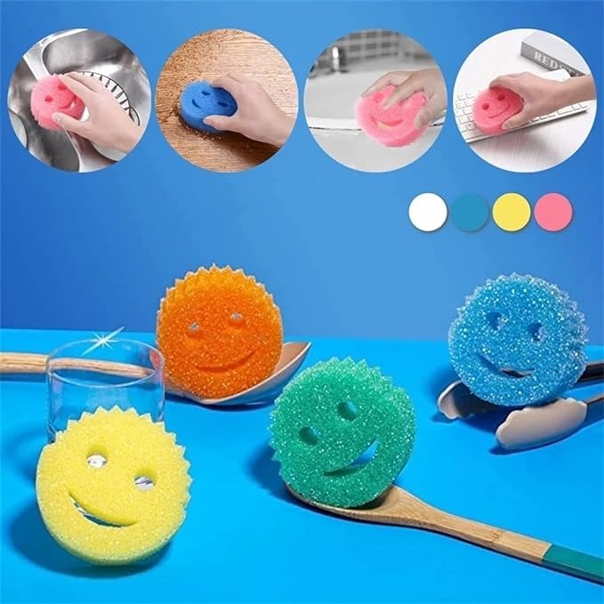 Smiley Face Kitchen Scrubber, Soft Deep Cleaning Wipe,3 Pcs Dish Washing Sponge For Kitchen Smiley Face Kitchen Scrubber, Soft Deep Cleaning Wipe,3 Pcs Dish Washing Sponge For Kitchen