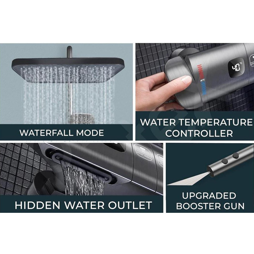 Digital Display Rain Shower Set, Piano Key Thermostatic Shower System, Hot and Cold Shower Faucet for Bathroom Digital Display Rain Shower Set, Piano Key Thermostatic Shower System, Hot and Cold Shower Faucet for Bathroom