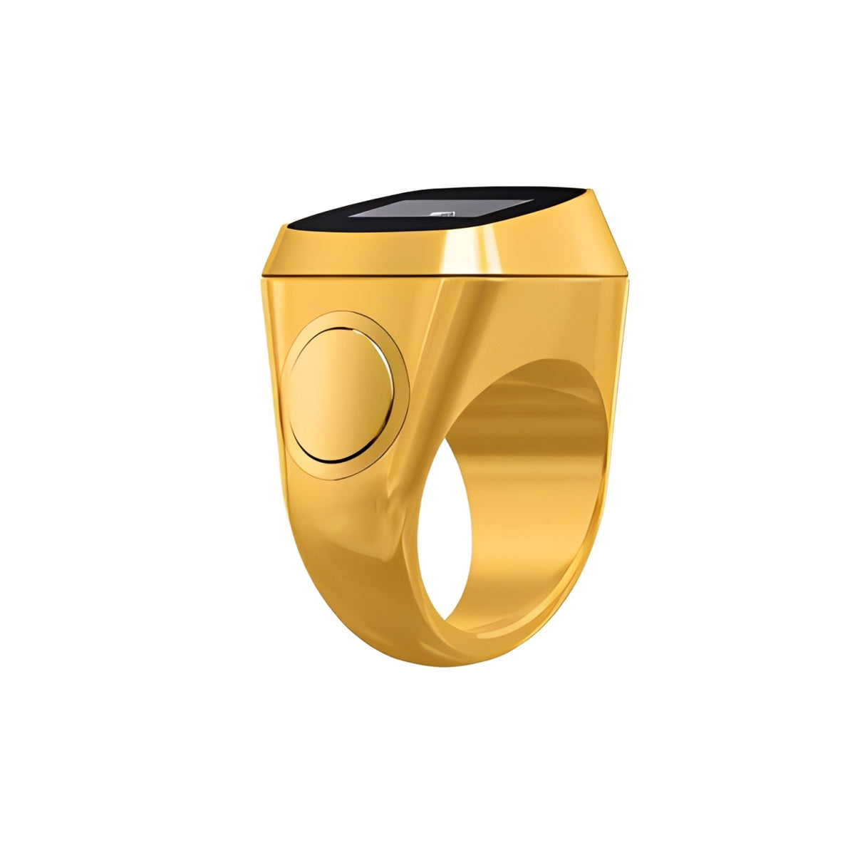 Gold smart tasbih ring on a white background