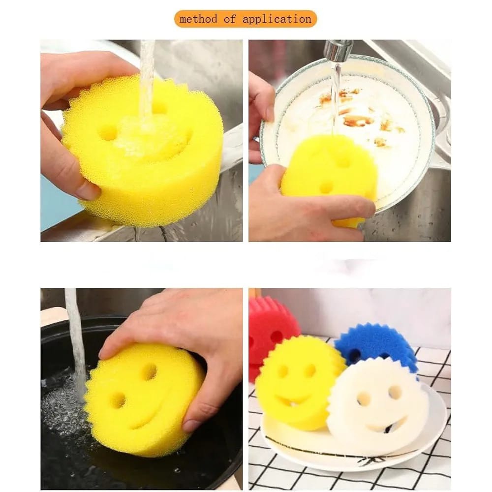 Method of Application of Smiley Face Kitchen Scrubber.