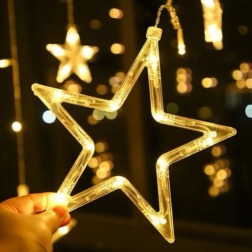 man holding the star of decor lights for ramadan