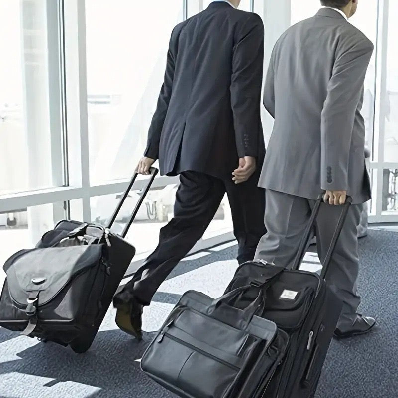 Two Man Walking with Luggages using Adjustable Luggage Strap.