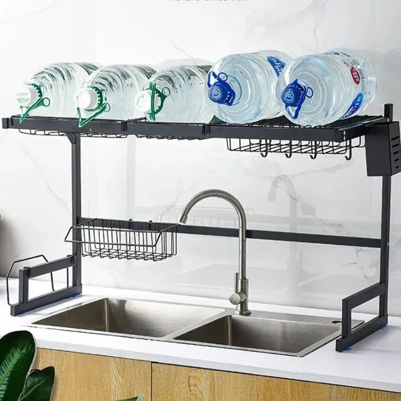 5 gallons of water kept on Over the Sink Dish Drying Rack