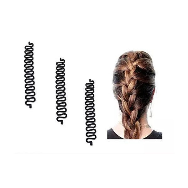 women nicely braided with Hair Braiding Tool and beside in the image theres 3 black Hair Braiding Tool