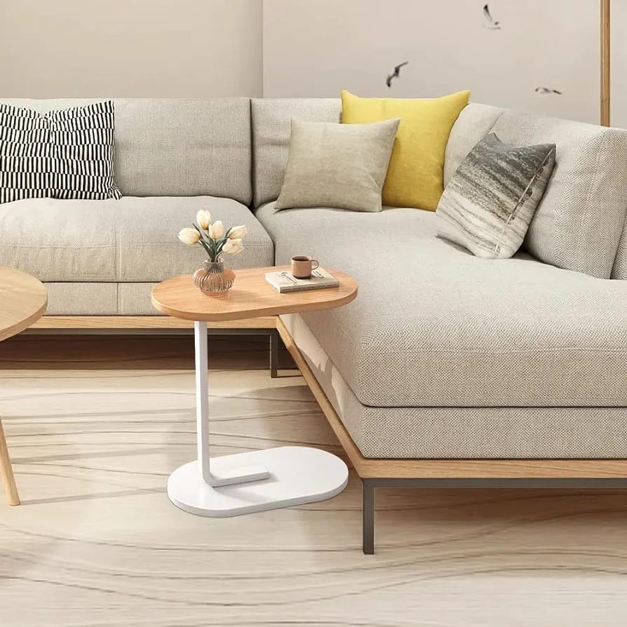 Portable Mini C-Shaped Bedroom Tea Table, Wooden Side Table Portable Mini C-Shaped Bedroom Tea Table, Wooden Side Table