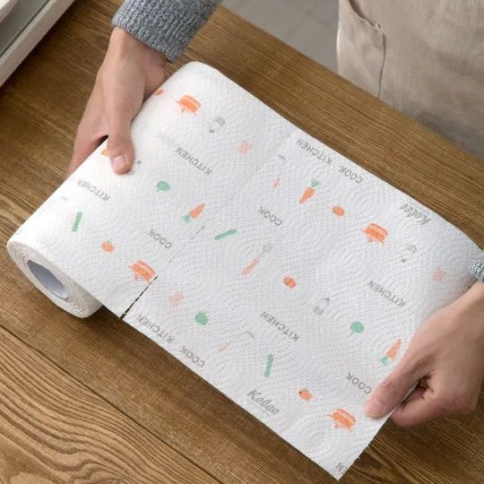 Kitchen Printed Oil Absorbing Paper Towel Tissue Roll - Removable 
