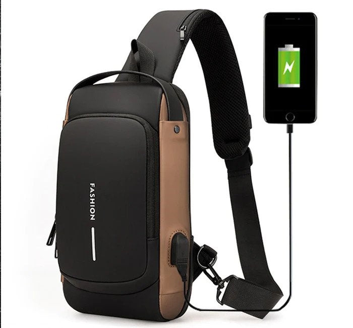 Fashion Travel Crossbody Bag Anti-Theft Shoulder Sling Bag with USB Port