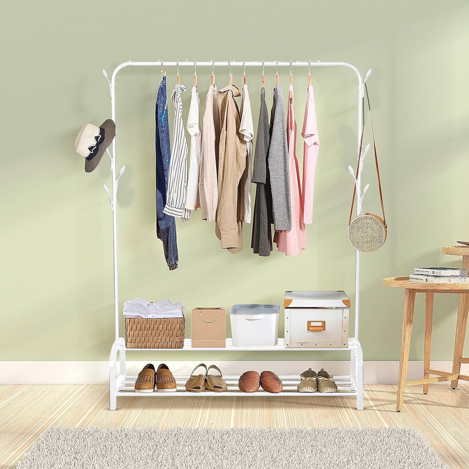 Heavy-Duty Clothes Organizer Stand White Color.