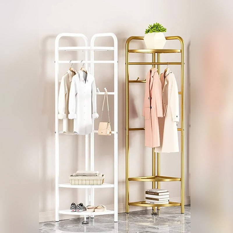 Garment Clothing Rack with Bottom Storage- Multi-purpose Cloth Hanger for Hand-bags, Hats, Scarf and Storage for Shoes