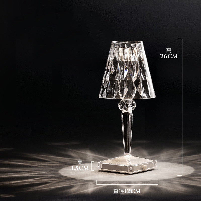 Crystal Diamond Table Lamp USB Rechargeable LED Light For Desk