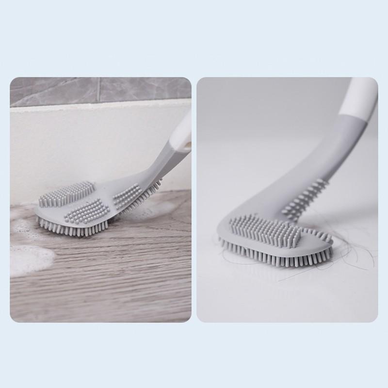 Cleaning the floor with the help of Long Handle Flexible Silicone Toilet Brush Golf Head Toilet Cleaner Brush