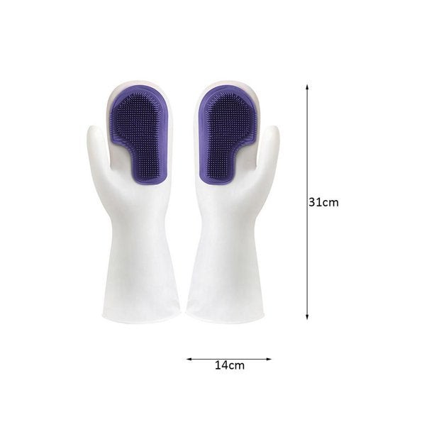 1Pair Silicone Gloves for Dishwashing with its size