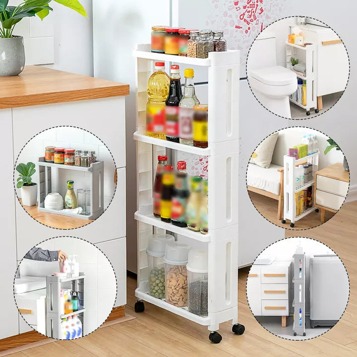 Storage Shelf with Wheel, Space Saving Convenient Home Organizer Storage Shelf with Wheel, Space Saving Convenient Home Organizer