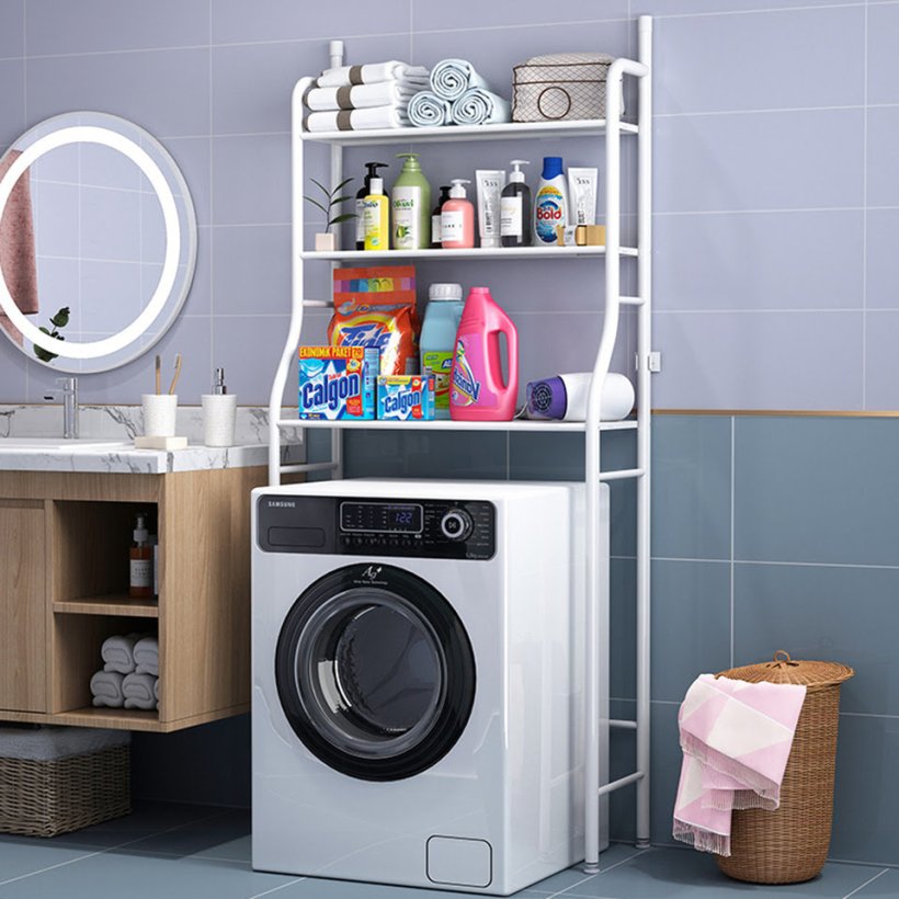 Laundry Machine Rack 3 Layer Metal Washing Machine Storage Rack - White