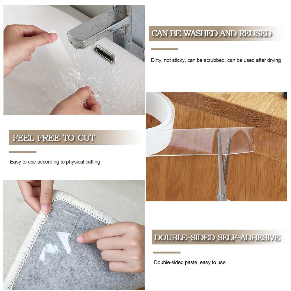 Double Sided Heavy Duty Adhesive Tape - Reusable Clear Strong Tape