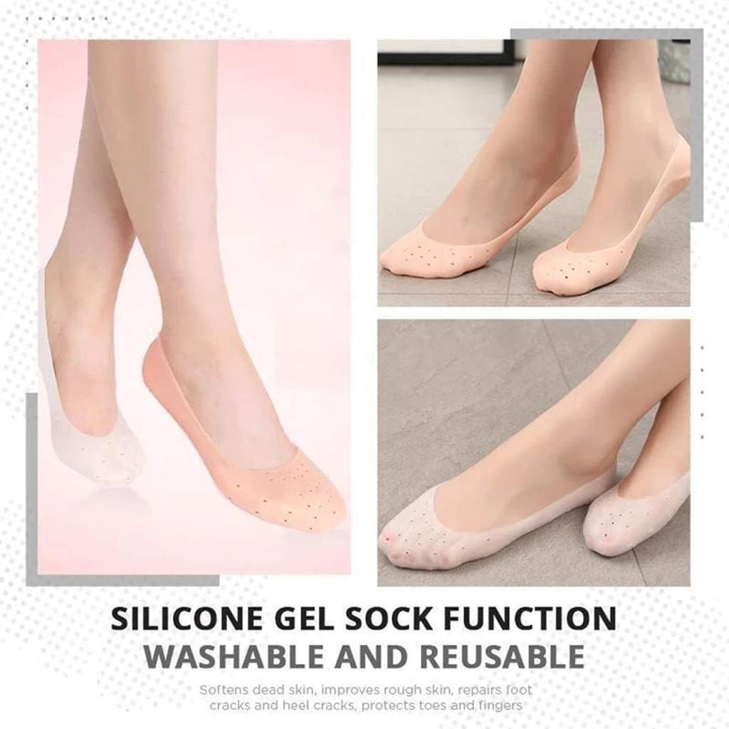 Soft Silicone Heels Protector Anti Crack Foot Spa Socks (1 Pair)