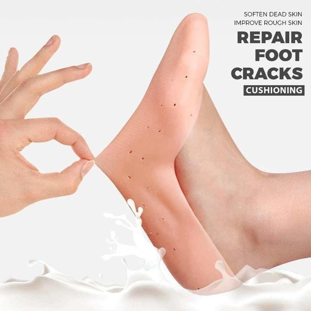 Soft Silicone Heels Protector Anti Crack Foot Spa Socks (1 Pair) Soft Silicone Heels Protector Anti Crack Foot Spa Socks (1 Pair)