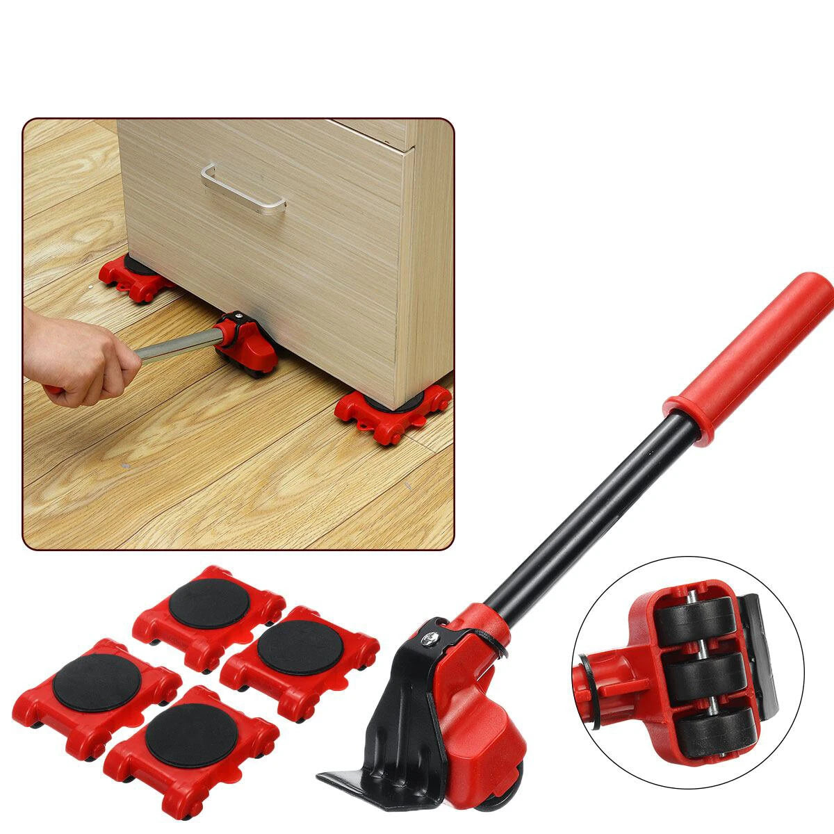 Furniture Mover Tool Set - Furniture Transport Lifter Heavy Duty 4 Wheeled Mover Roller