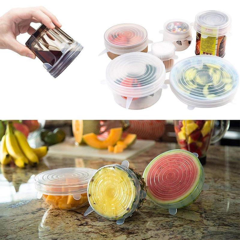 6 Pcs Silicone Lid Food Storage Covers Set