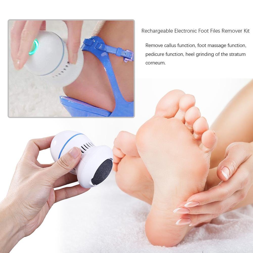 Powerful Electric Foot Callus Remover, Rechargeable Pedicure Tools Electric Foot File with Smart Light, Fine & Coarse Roller Heads, Am 8:00 Callus
