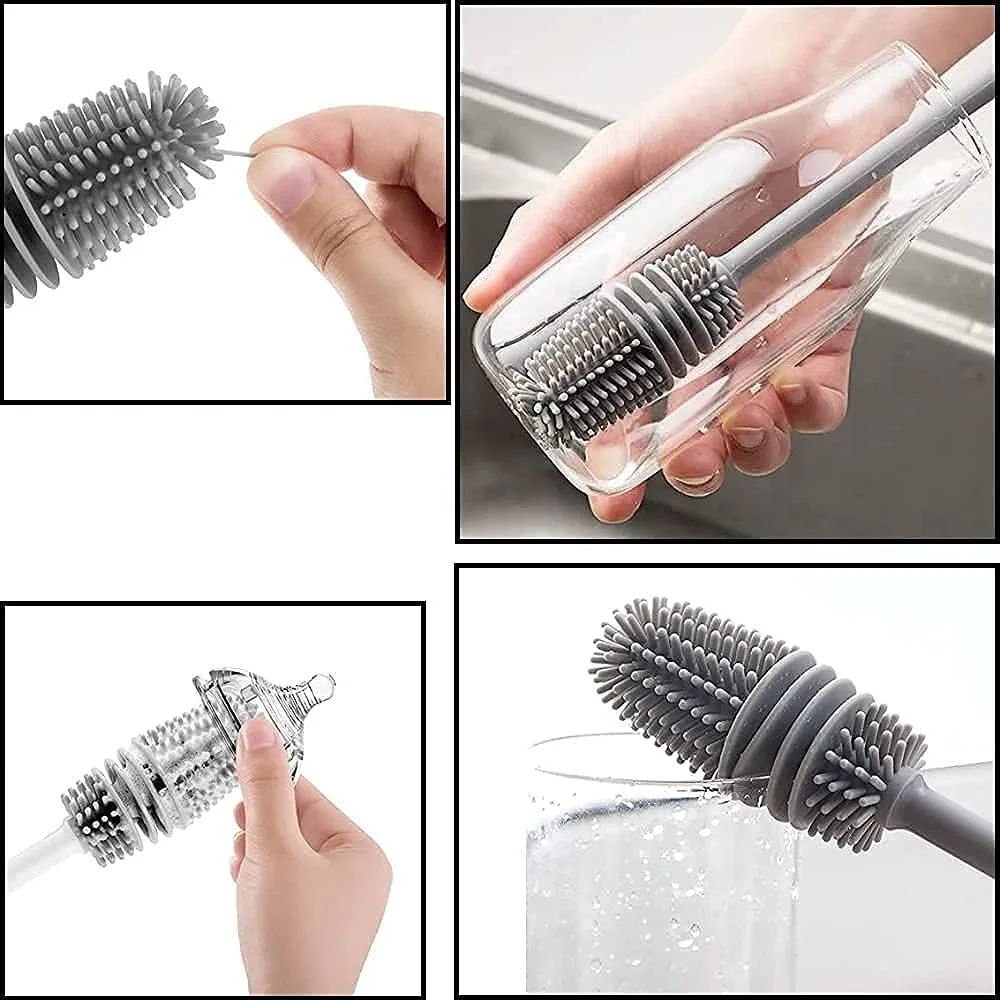 Someone holding a Silicone Corner Brush for bottles