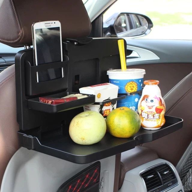 Multi-Functional Portable Foldable Car Seat Dining Tray with some items