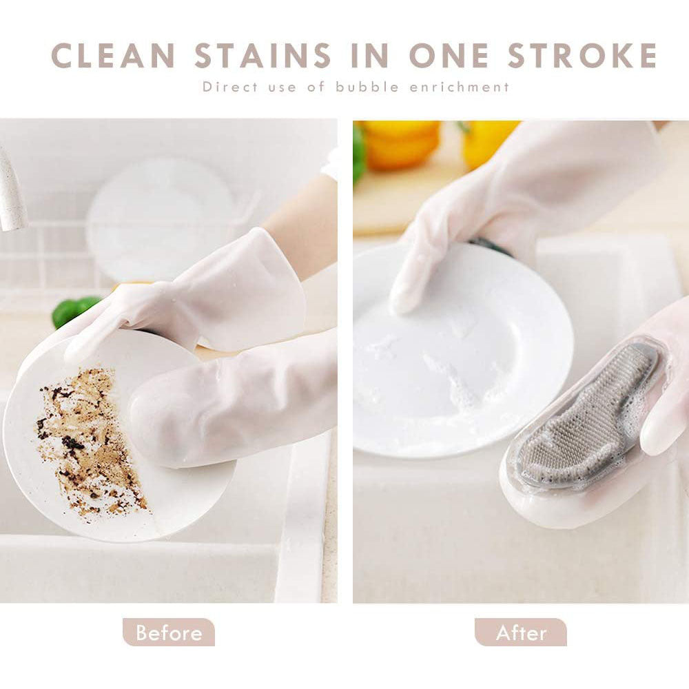 1Pair Silicone Gloves for Dishwashing, Kitchen, Household Cleaning 1Pair Silicone Gloves for Dishwashing, Kitchen, Household Cleaning