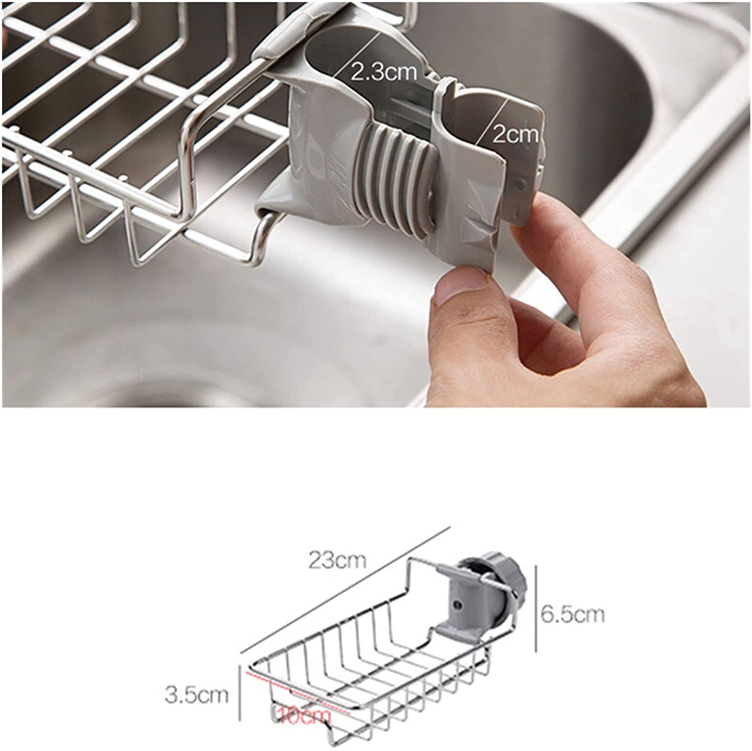 Sponge Holder Sink Organizer Drainer Faucet Hanging Storage Rack with its size