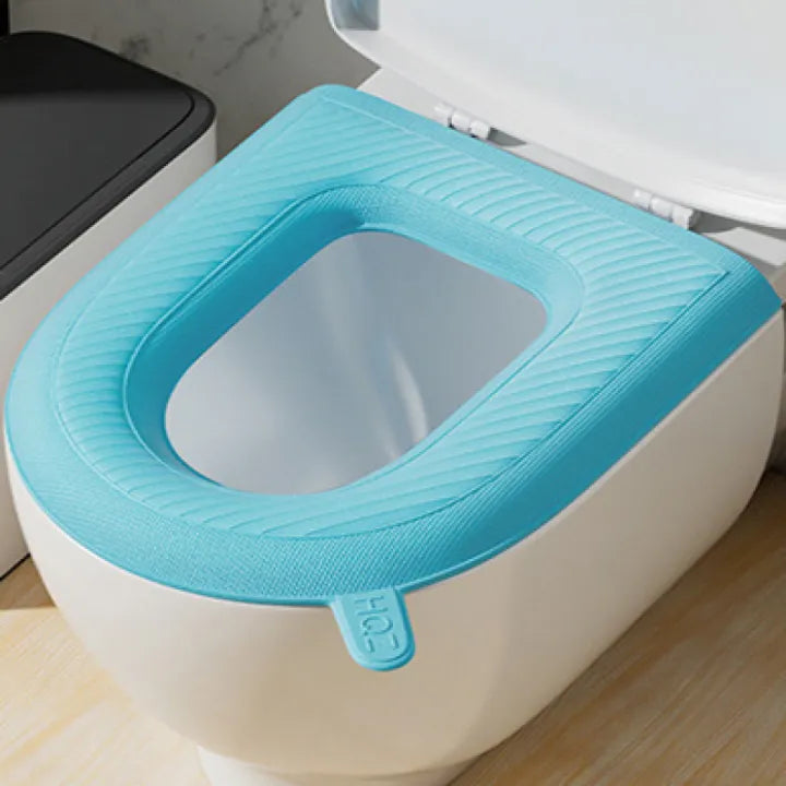 Toilet seat cover cushion pad installed on toilet