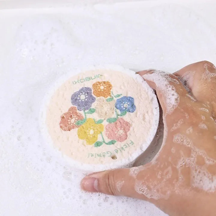 Someone is cleaning with the help of a Kitchen Cleaning Non-stick Wood Pulp Sponge Wipe