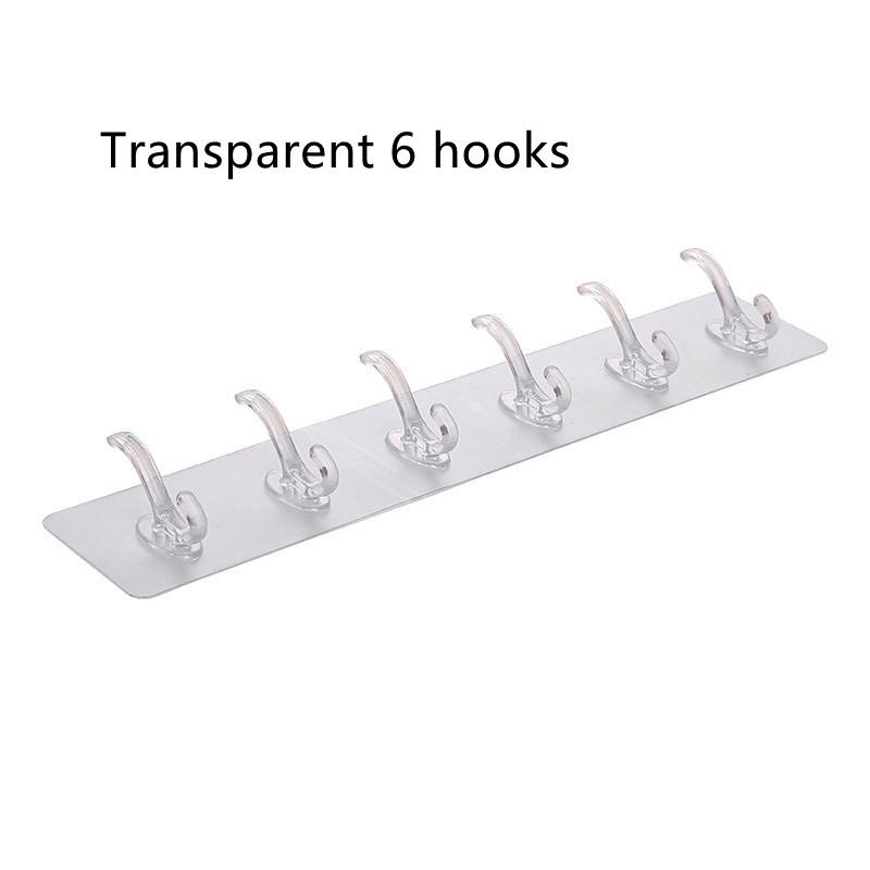 6 Hooks Wall Mount Transparent Hanger