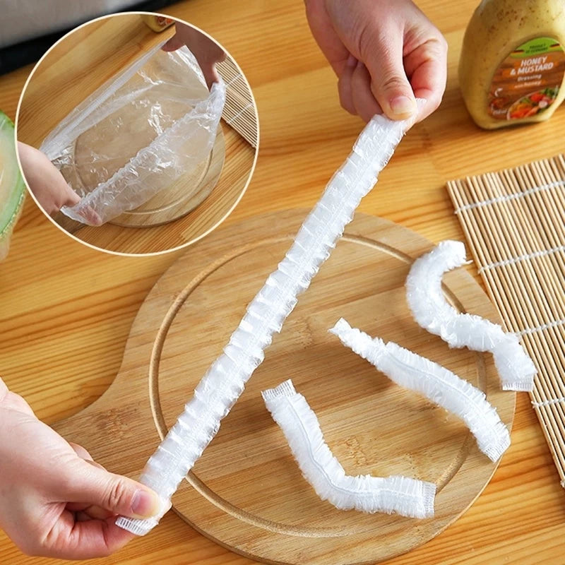 100 Pcs Disposable Plastic Food Wrap Covers