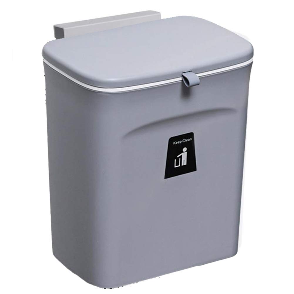 Kitchen Cabinet Door Wall Mounted Hanging Trash Can in gray color