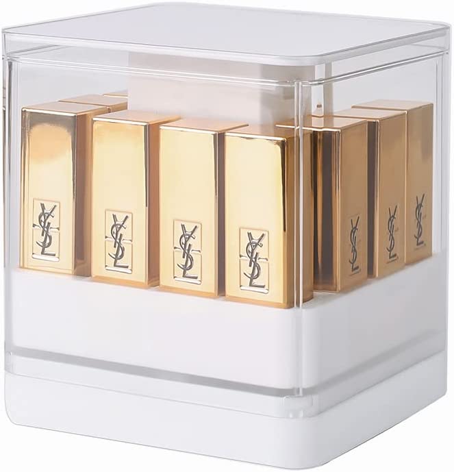 Grids Press Lift Cosmetic Storage Box transparent 