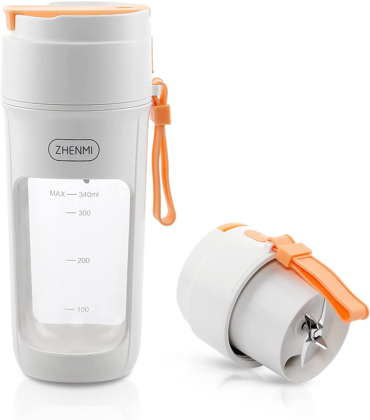 340ml Portable USB Rechargeable 8 Blades Stainless Steel Blender in orange color