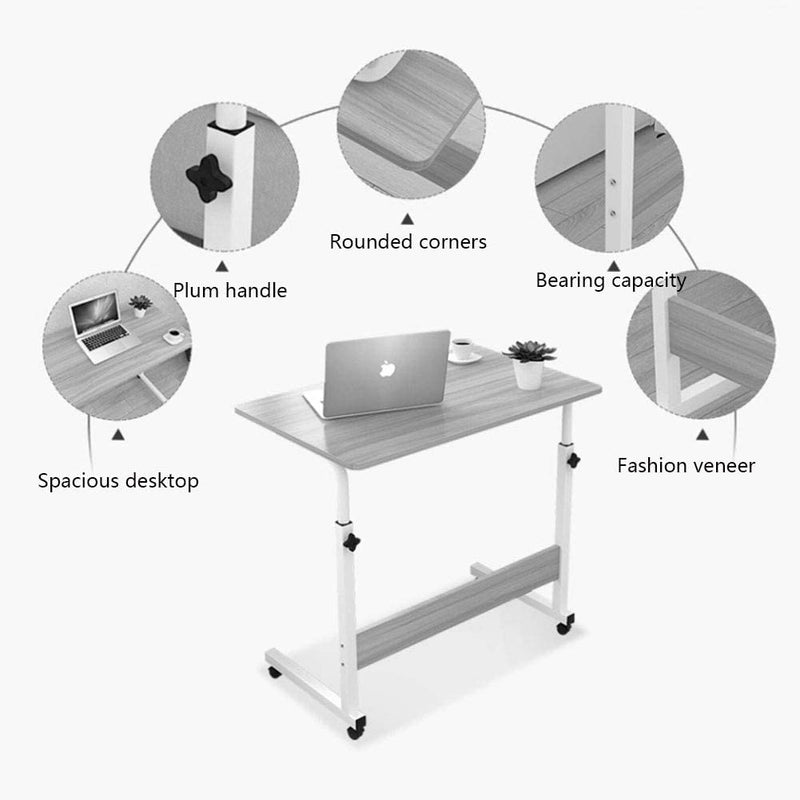 80 CM Movable Laptop Table/ Height Adjustable Computer Study Desk/ Bed