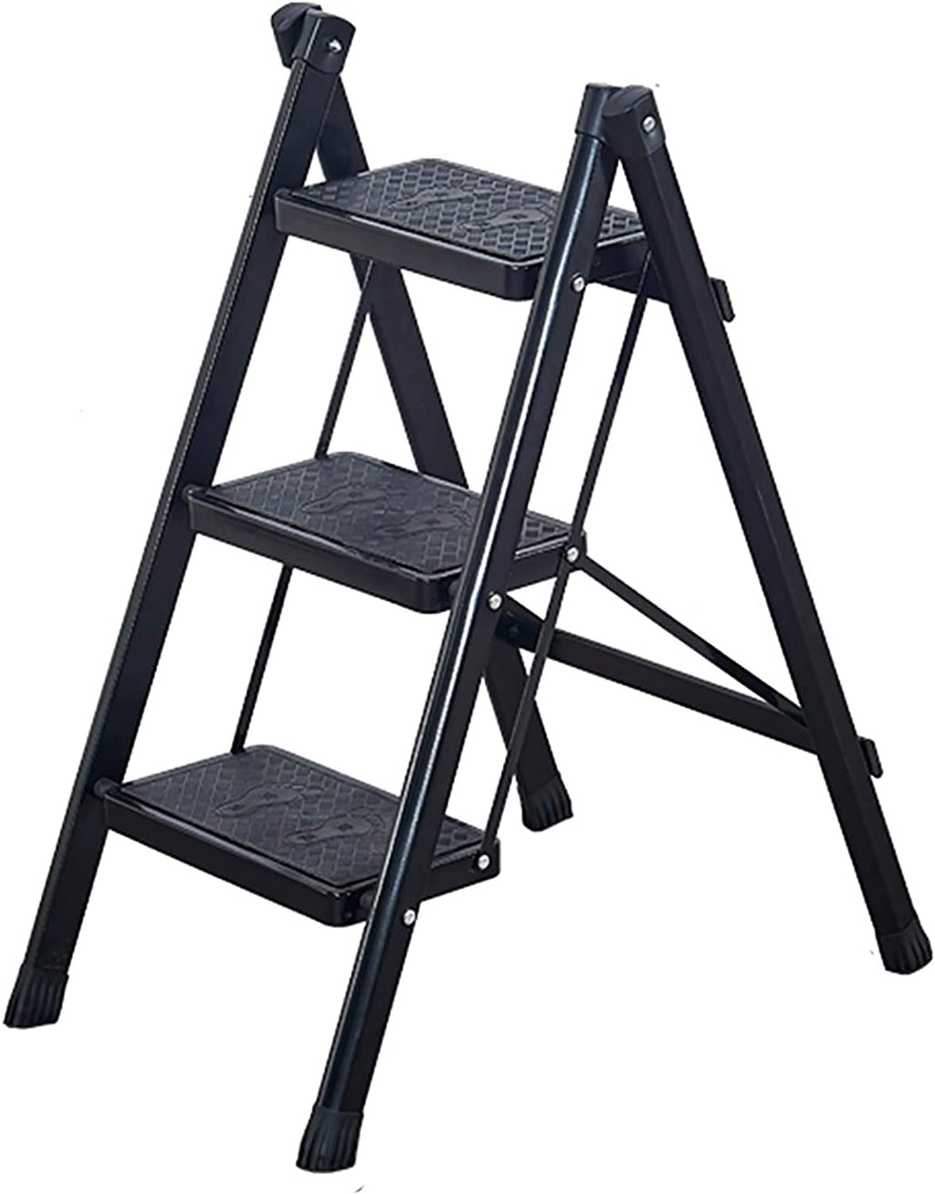 Stool Vs Ladder 3-Step Stool Ladder with Wide Pedals, Folding Storage Shelf, Load 150